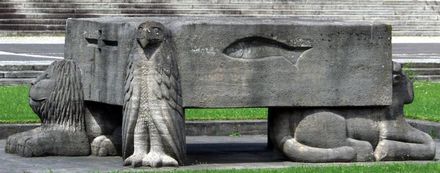 Die vier Evangelistensymbole von Peter Moilliet, 1966