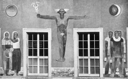 Merkur verbindet Urproduktion & Verkehr von Alfred Heinrich Pellegrini, 1922