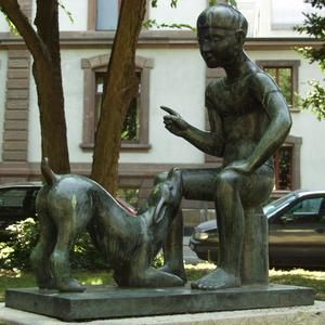 Fauler Sch&uuml;ler dem Hund predigend von Franz Peter Wilde, 1926